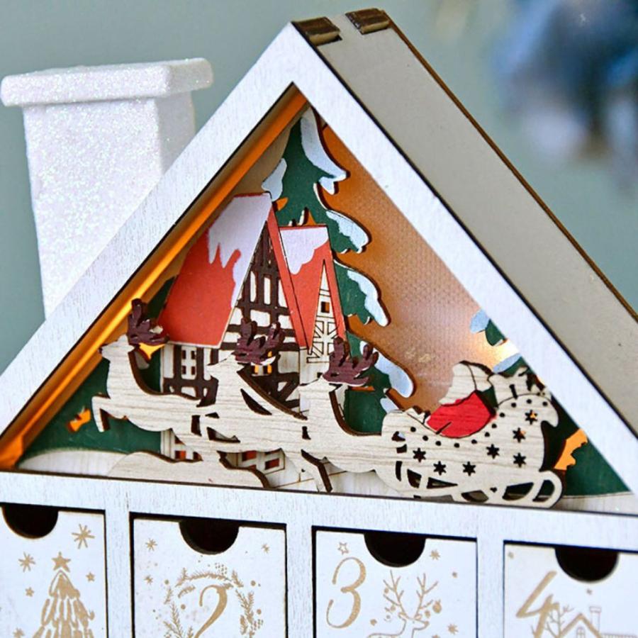 アドベントカレンダーLED 木製 引き出し 2025クリスマス 飾り 北欧