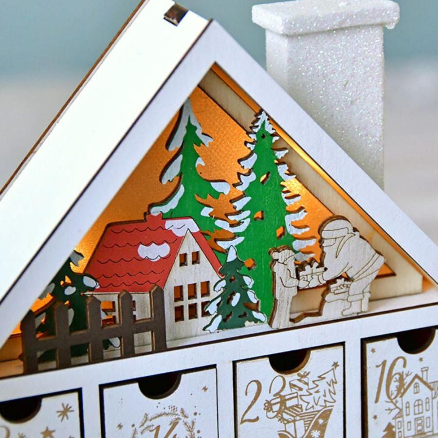 アドベントカレンダーLED 木製 引き出し 2025クリスマス 飾り 北欧