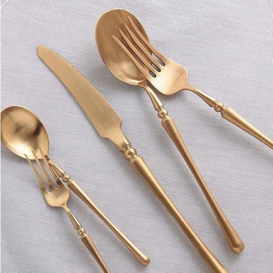未使用 ゴールドカトラリー ディナー & デザート スプーン フォーク ナイフ ゴールド・ディナーカトラリー スプーン フォーク ナイフ ディナー