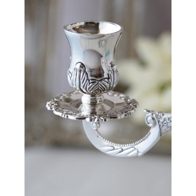 フレンチアンティーク 3灯 キャンドルホルダー シルバー色 高さ32cm 2 アンティークシルバー3キャンドルホルダー アンティークロココ