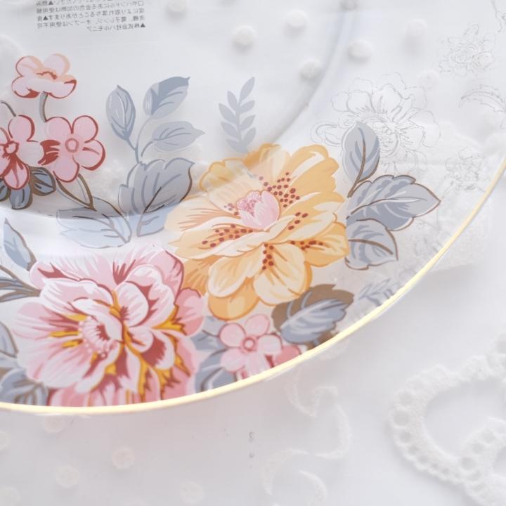 ガラスプレート 皿 おしゃれ カメリア フラワー 花柄 引き出物