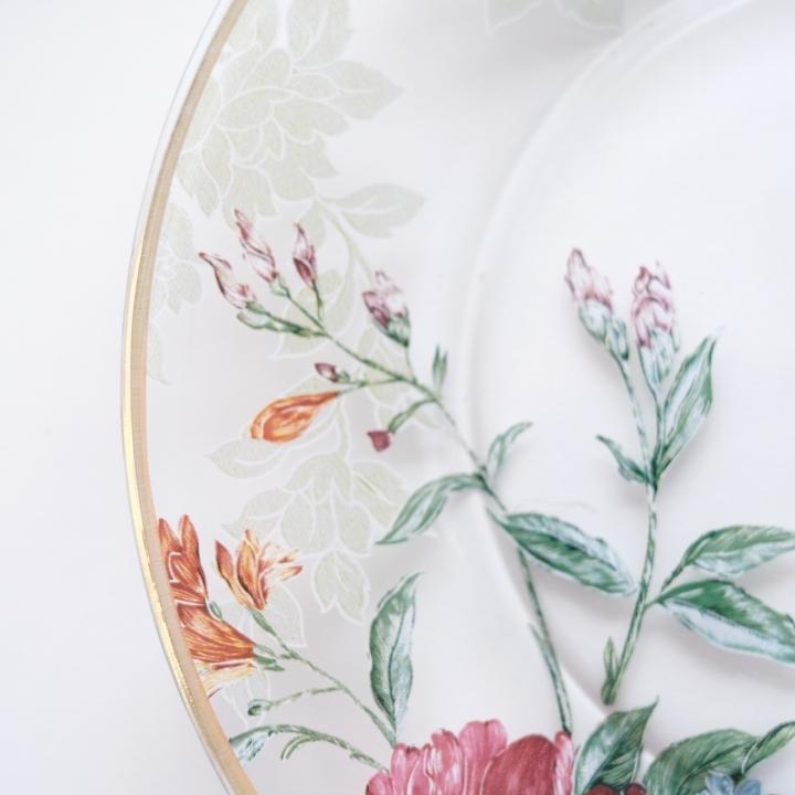 ガラスプレート 皿 おしゃれ ピオニーフラワー 花柄 引き出物 デザート