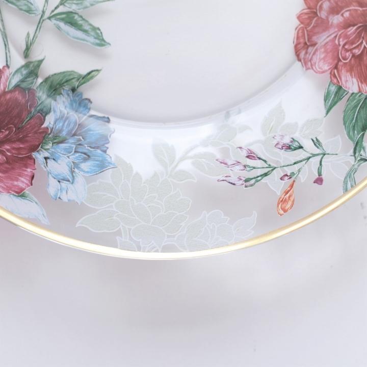 ガラスプレート 皿 おしゃれ ピオニーフラワー 花柄 引き出物 デザート