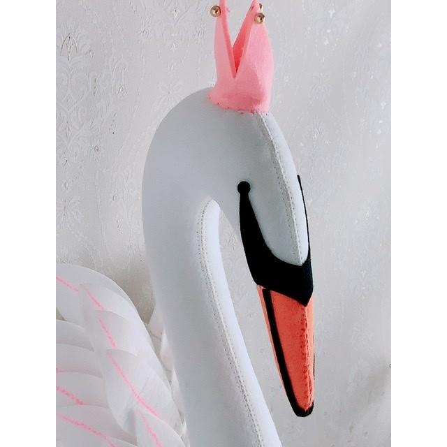アニマル ヘッド ピンククラウンスワン ウォールデコ白鳥子供部屋