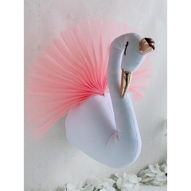 アニマル ヘッド ゴールドクラウンスワン ウォールデコ白鳥子供部屋