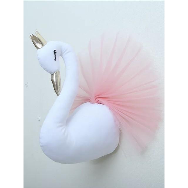 アニマル ヘッド ゴールドクラウンスワン ウォールデコ白鳥子供部屋