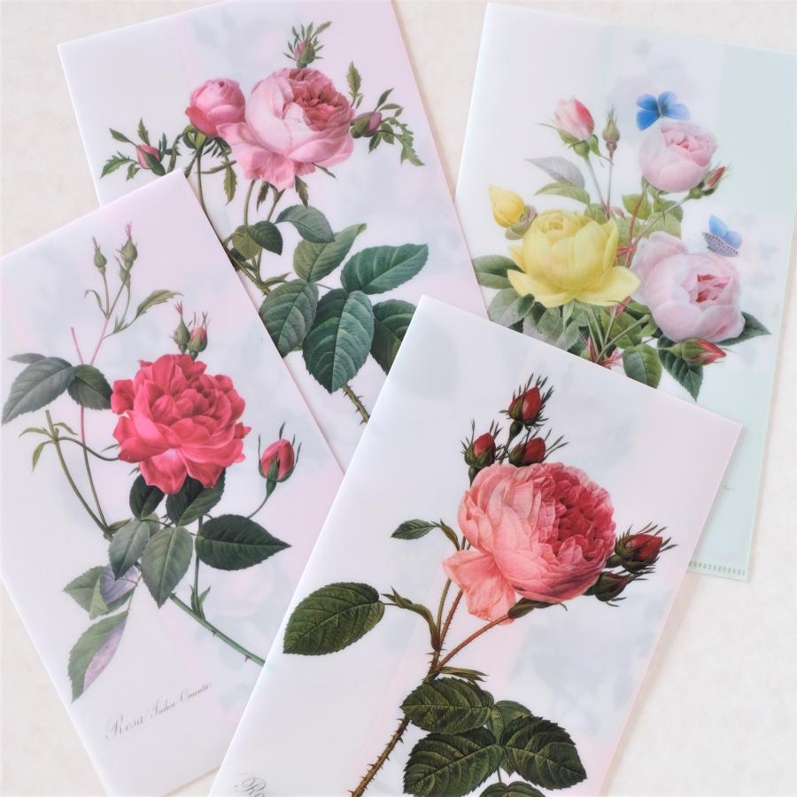 クリアファイル ルドゥーテローズ ミニクリアファイル 4種 薔薇柄 薔薇