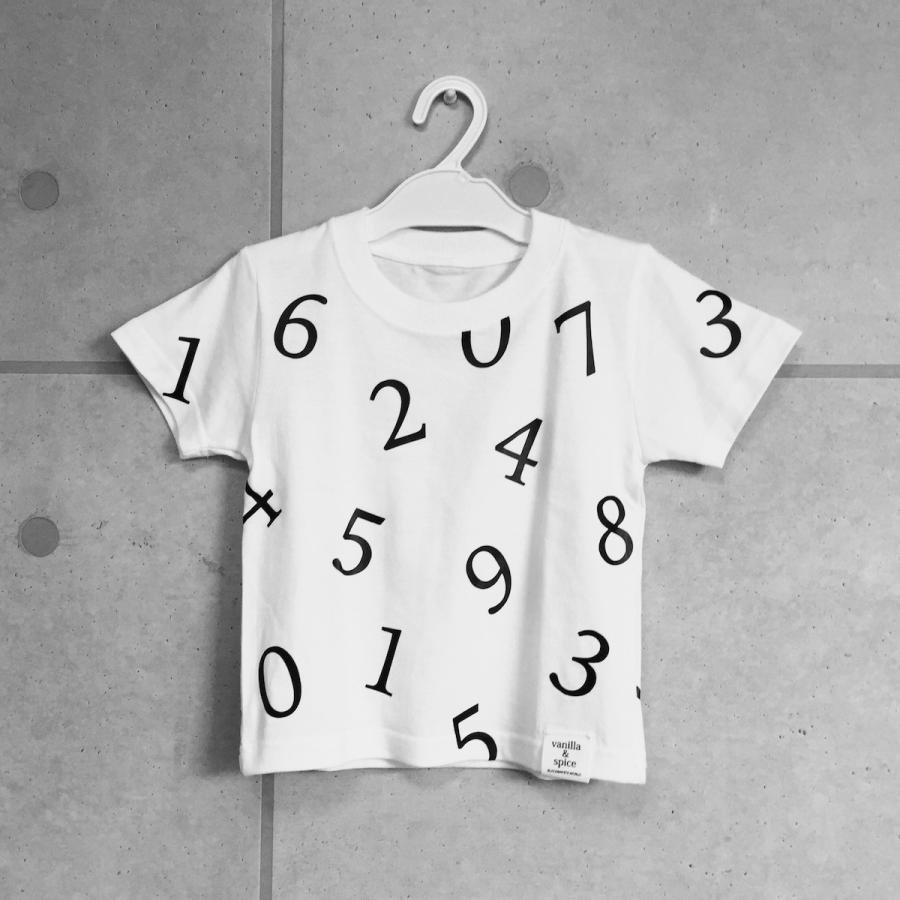 キッズ 子供服 vanilla&spice ナンバー柄 数字 プリント 半袖 Tシャツ