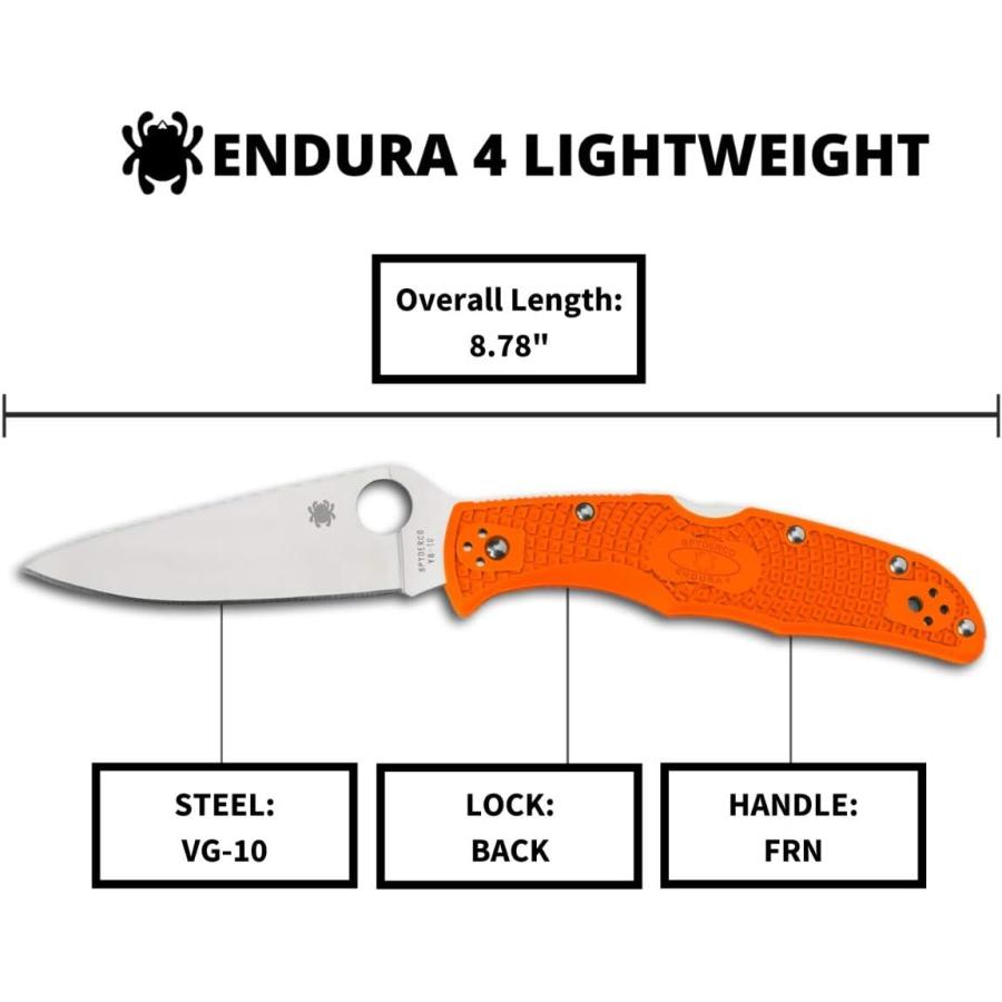 アウトドアナイフ 日本製 C10FPOR スパイダルコ エンデューラ4 フルフラット オレンジ 直刃 Spyderco サバイバルナイフ_4