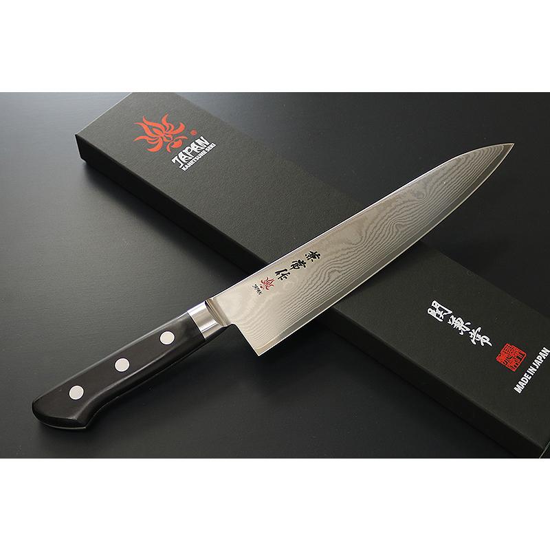 包丁 日本製 関兼常 黒合板柄ダマスカス鋼包丁 33層 牛刀 210mm