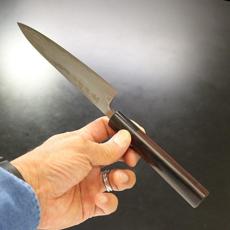 KC-464 関兼常 鍛造 青紙ダマスカス ペティナイフ 紫檀柄 135mm ペティ