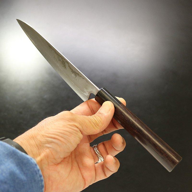 KC-464 関兼常 鍛造 青紙ダマスカス ペティナイフ 紫檀柄 135mm ペティ