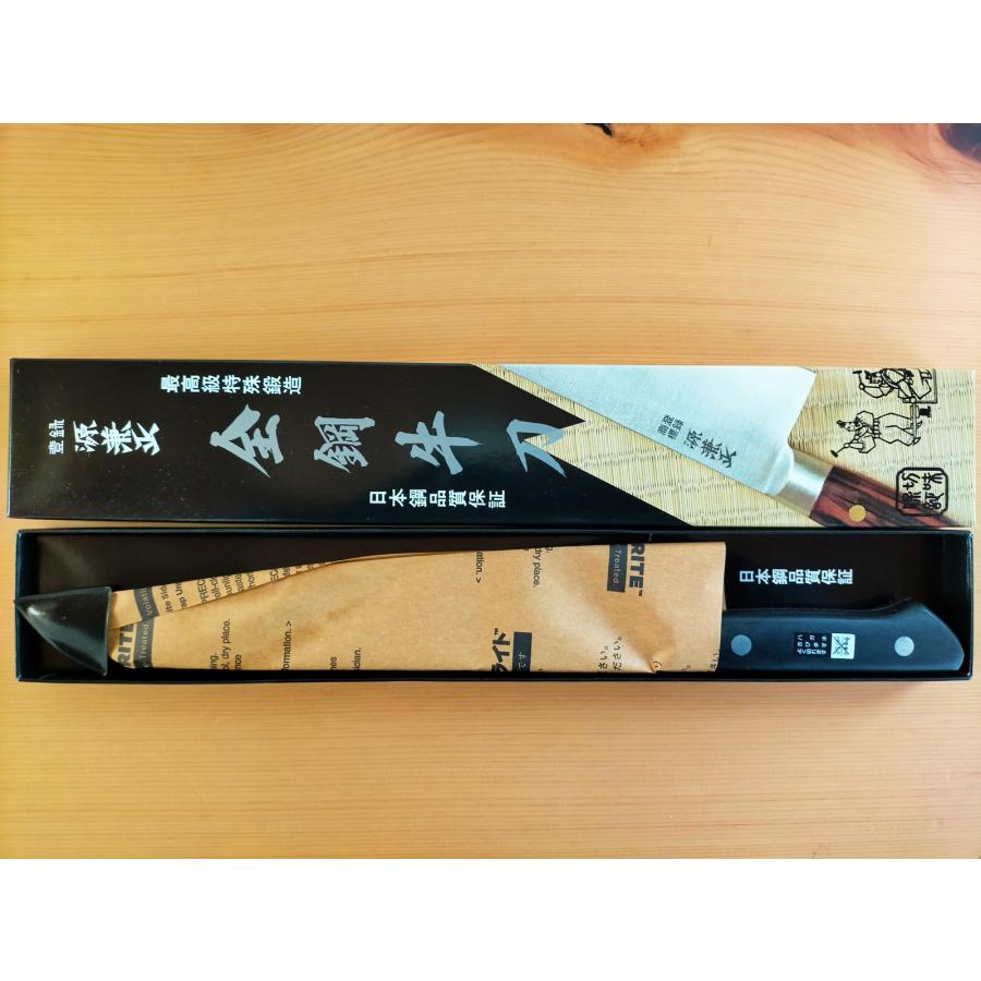 KC-703 関兼常 源兼正 全鋼 黒合板柄 牛刀 全長 370×刃渡240mm