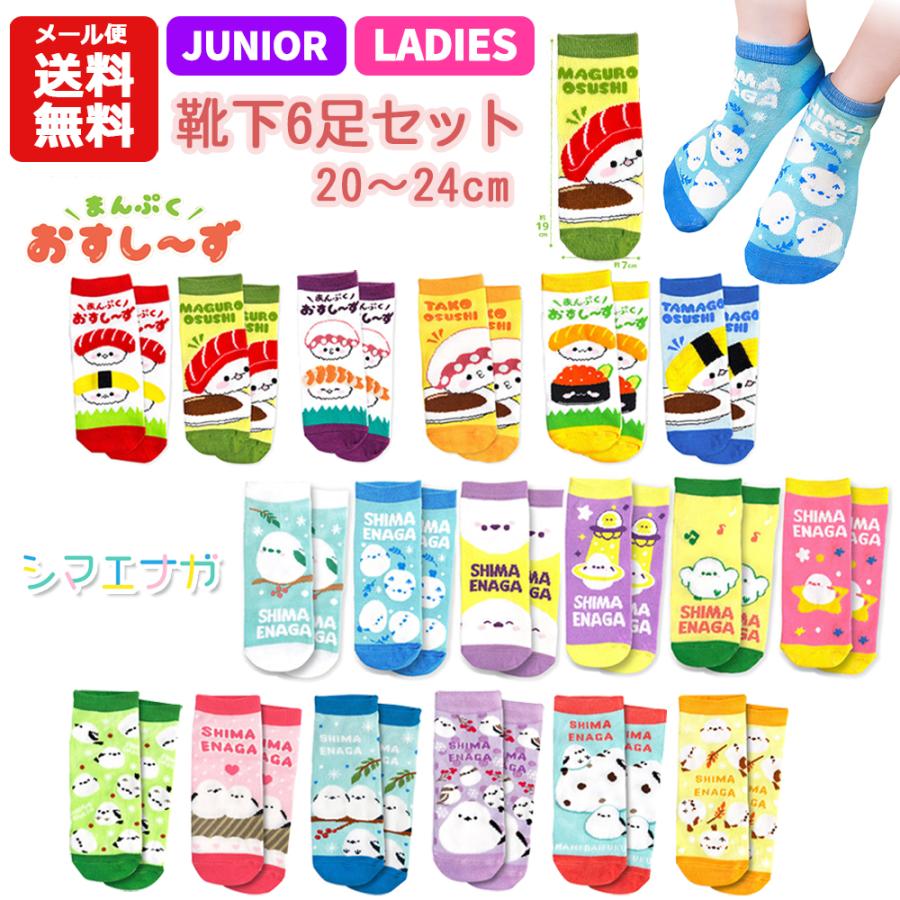 メール便送料無料】ジュニア 靴下 6足 セット 19〜22cm | おすし〜ず