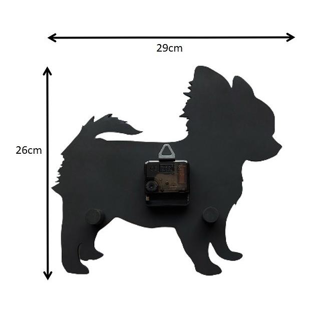 ワンちゃんシルエット時計 チワワ黒 静音壁掛け時計 おしゃれ 職人が