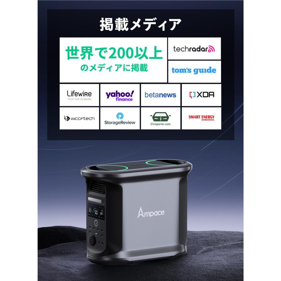 Ampace ANDES 1500 ポータブル電源 出力2000W 容量1462Wh リン酸 Ampace ANDES 1500 ポータブル電源 出力2000W 容量1462Wh リン酸
