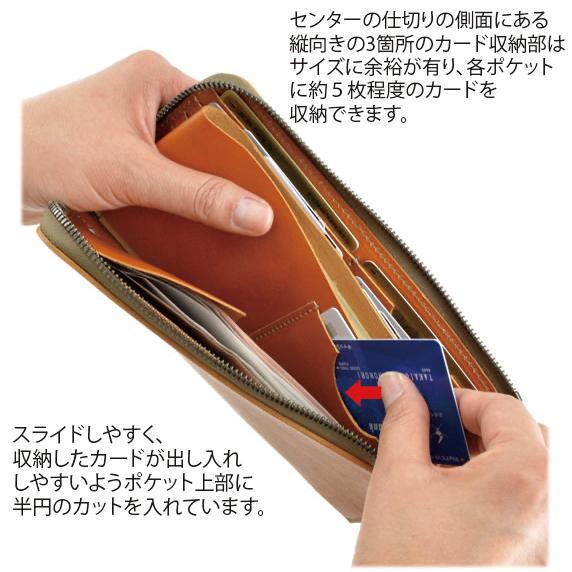 バンナイズ レザー 二つ折り財布　専用ポーチ付き 紙幣とカードの L型ファスナーロングウォレット < 財布 カードケース