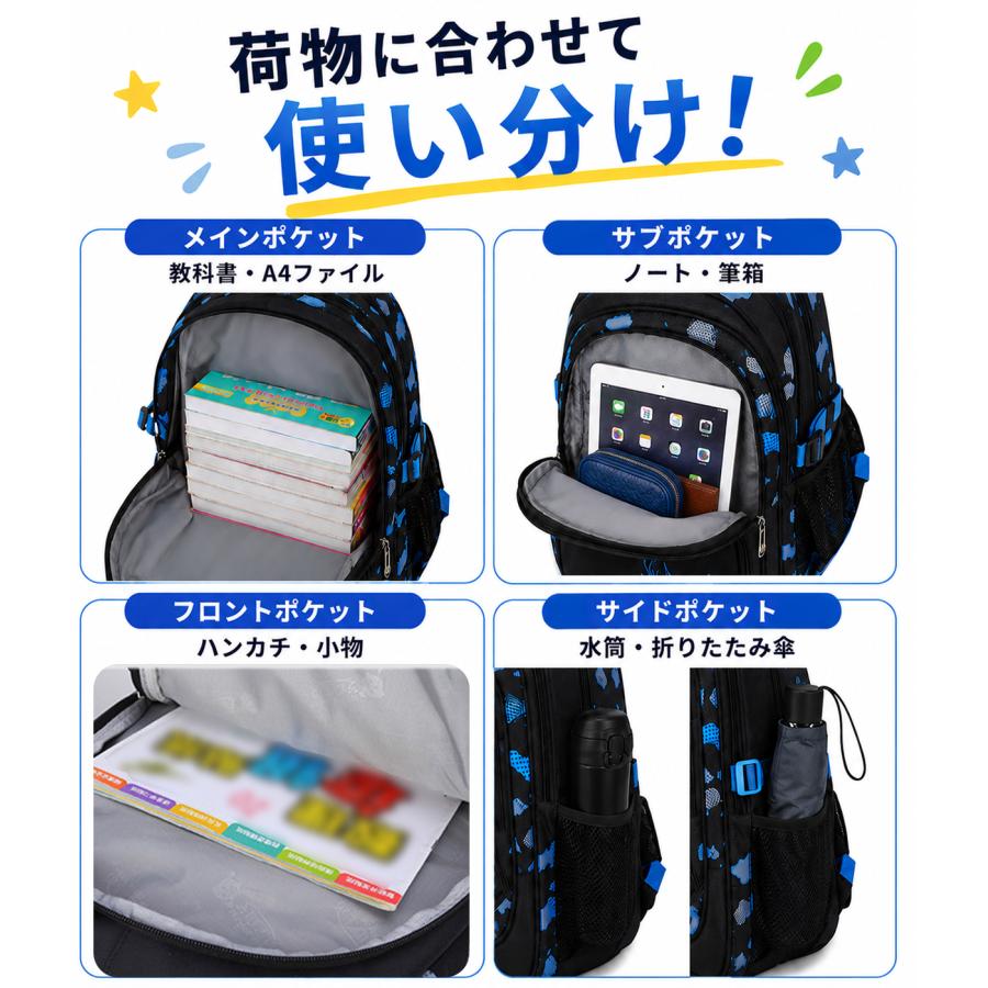 リュック リュックサック キッズバック キッズ 子供 大容量 男の子 女の子 40L 電車 25L  a4サイズ 小学生 中学生 大容量 通学リュック 遠足 通学 |  | 13