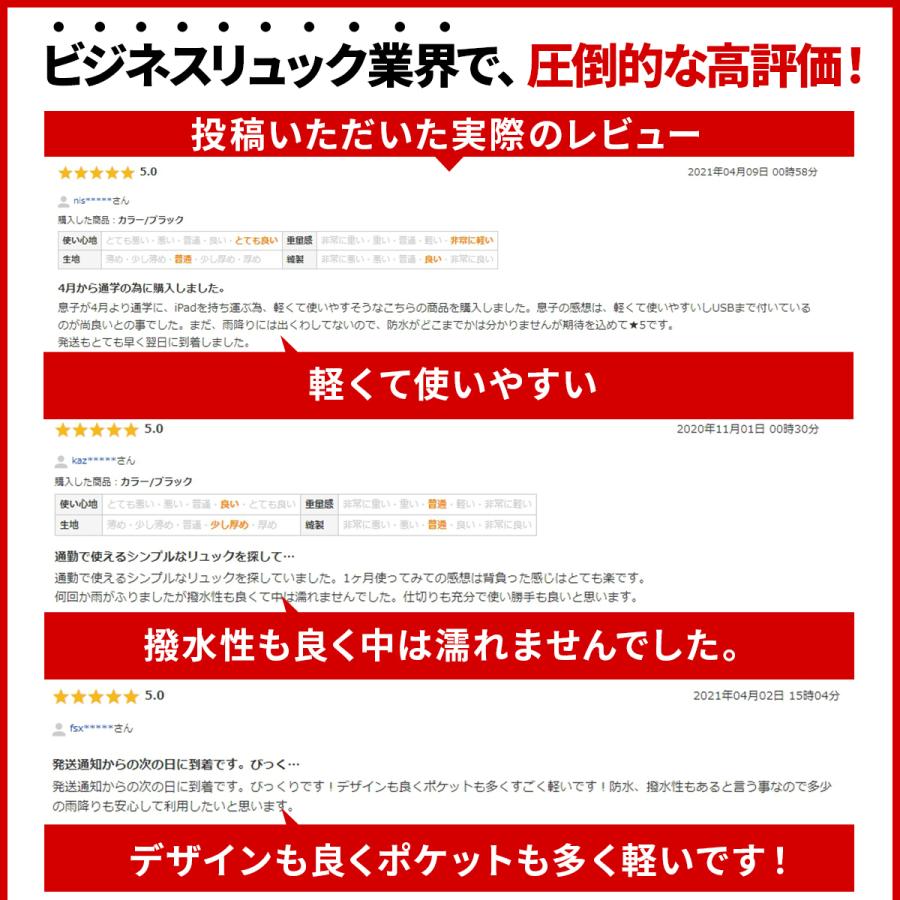 リュックサック ビジネスリュック メンズ レディース 大容量 通学 通勤 シンプル 黒 防水 おしゃれ 軽量 薄型 パソコン 旅行 スポーツ |  | 07