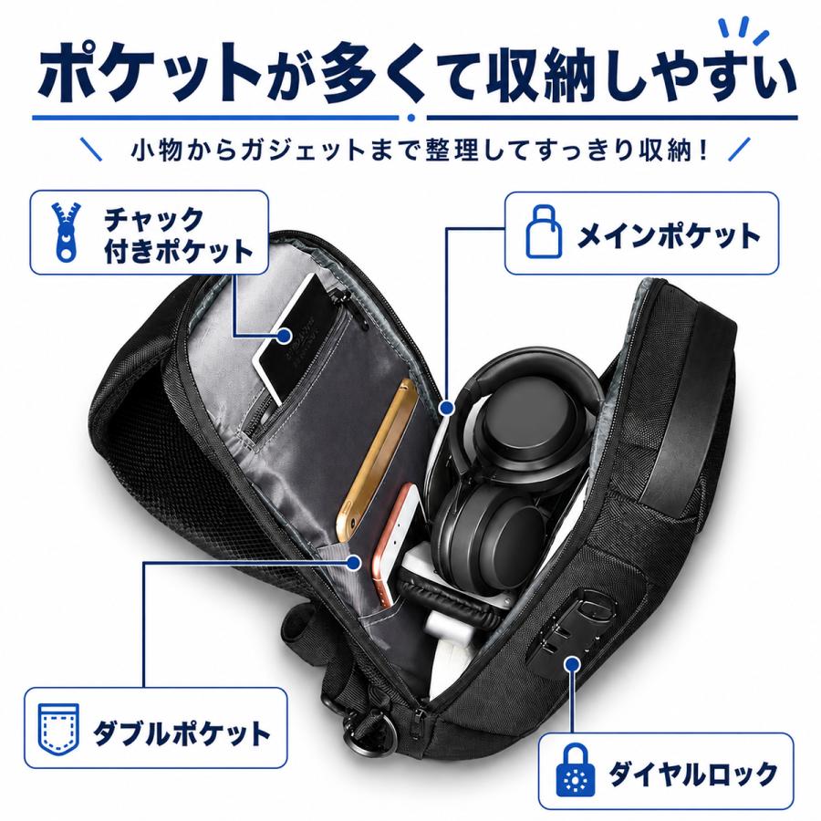 ボディバック ショルダーバック レディース メンズ 斜めがけ 大容量 小さめ バッグ 軽い 収納 ipad ワンショルダー 防水 出張 多機能 通勤 通学 旅行 |  | 12