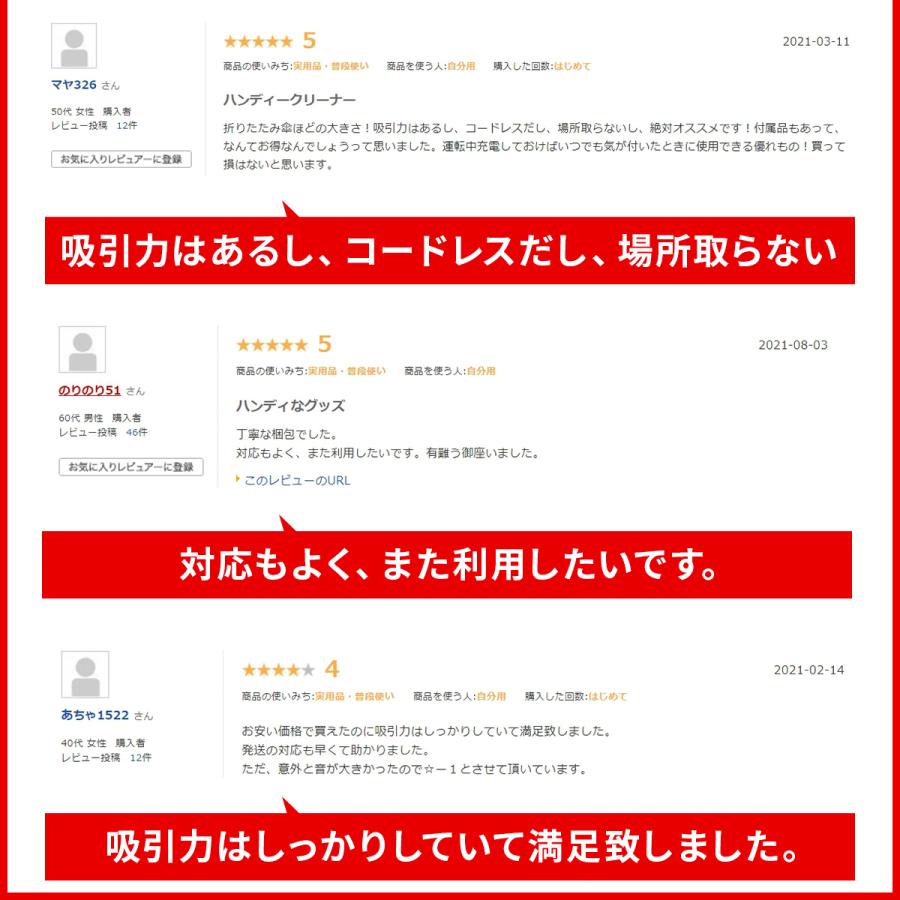 ハンディクリーナー 強力 コードレス 掃除機 車用掃除機 usb充電式 車 車用 吸引力が強い 軽量 静音 カークリーナー コードレスクリーナー |  | 06