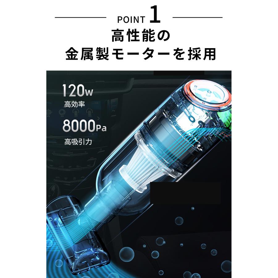 ハンディクリーナー 強力 コードレス 掃除機 車用掃除機 usb充電式 車 車用 静音 カークリーナー 軽量 軽い 小型掃除機 8000pa |  | 08