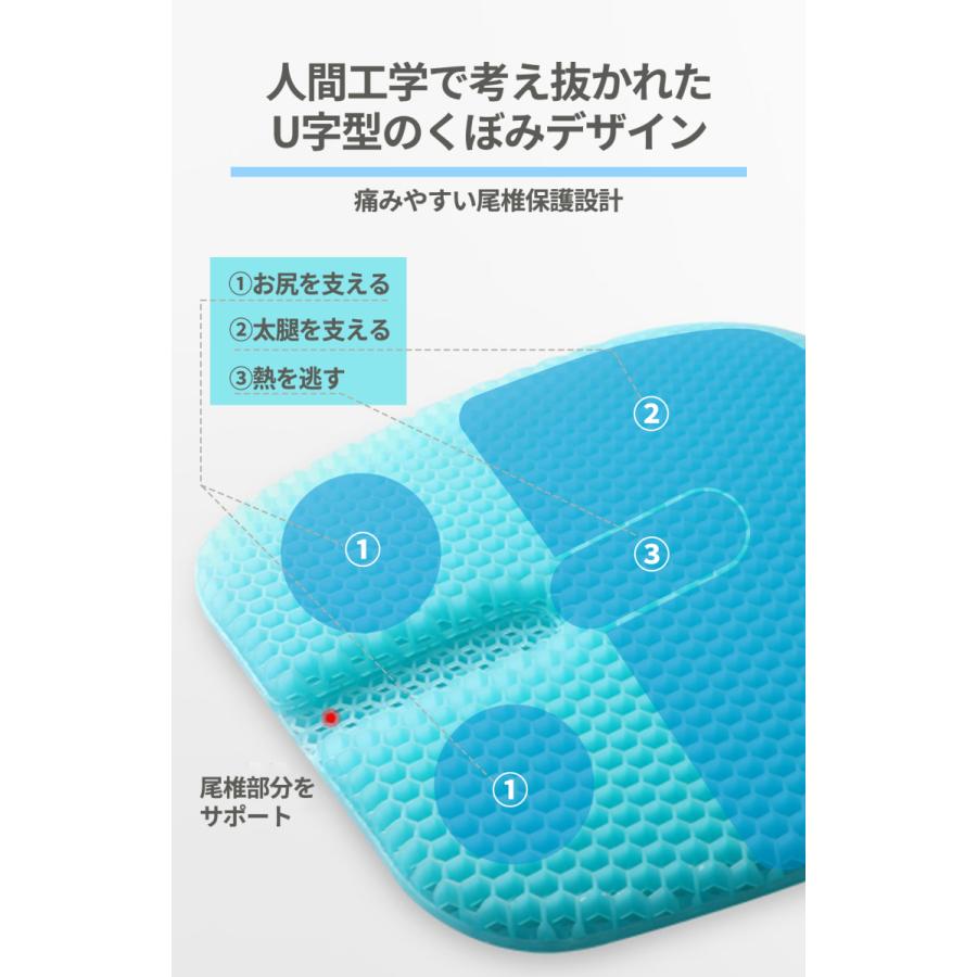 ゲルクッション ジェルクッション 特大 二重 本物 ハニカム 高分子 大きめ ラージ 大判 腰痛 車 座布団 低反発 腰痛対策 卵が割れない カバー付き｜vanpup｜15