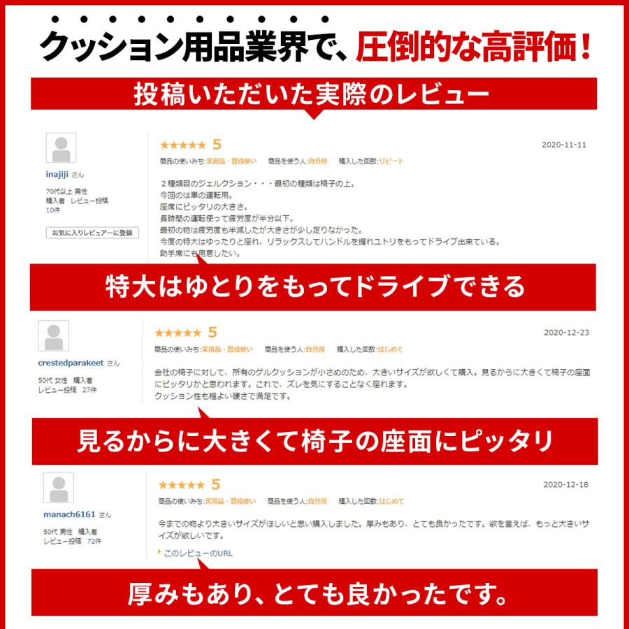 ジェルクッション ゲルクッション 極厚 特大 クッション 二重 ハニカム 腰痛 車 座布団 低反発 腰痛対策 卵が割れない 2025 カバー付き |  | 09