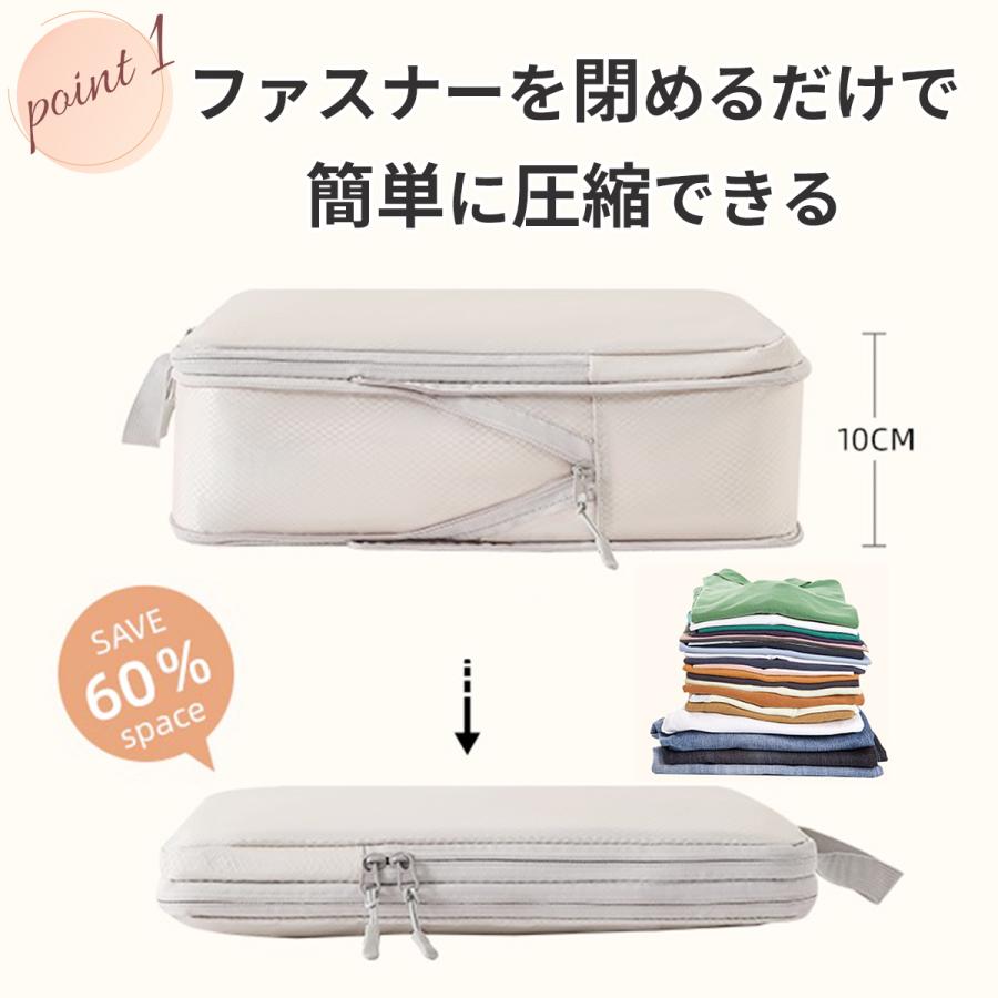 トラベルポーチ 圧縮 バッグ 圧縮バッグ 収納ポーチ 圧縮ポーチ 圧縮袋 軽量 旅行 簡単圧縮 衣類仕分け コンパクト 60％ 節約 メンズ レディース 3点セット |  | 10