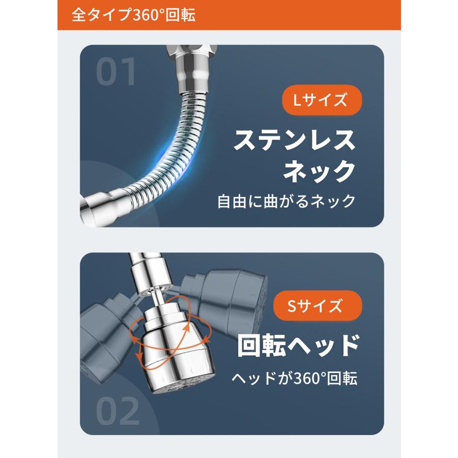 蛇口 シャワーヘッド キッチン ノズル 洗面所 節水 後付け 首振り 蛇口シャワー 取り換え 20mm 水栓 台所 スイング 掃除 きれい アタッチメント付き |  | 13