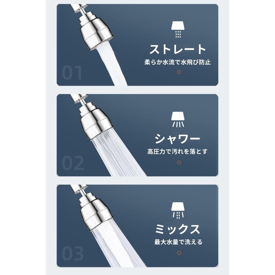 蛇口 シャワーヘッド キッチン ノズル 洗面所 節水 後付け 首振り 蛇口シャワー 取り換え 20mm 水栓 台所 スイング 掃除 きれい アタッチメント付き |  | 05