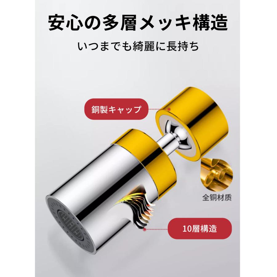 蛇口 シャワーヘッド キッチン ノズル 洗面所 節水 後付け 首振り 蛇口シャワー 取り換え 20mm 水栓 台所 スイング 掃除 きれい アタッチメント付き |  | 09