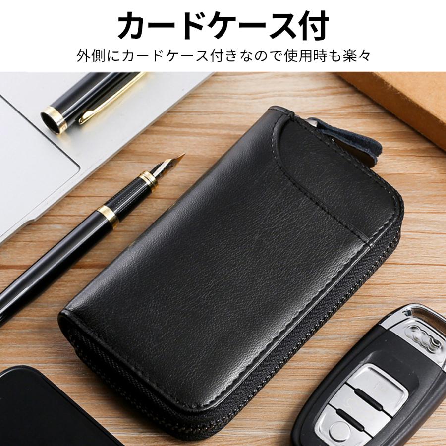 キーケース スマートキー メンズ 本革 スマートキーケース 6連 カード収納 キーホルダー 多機能 大人 プレゼント カラビナ付き |  | 03