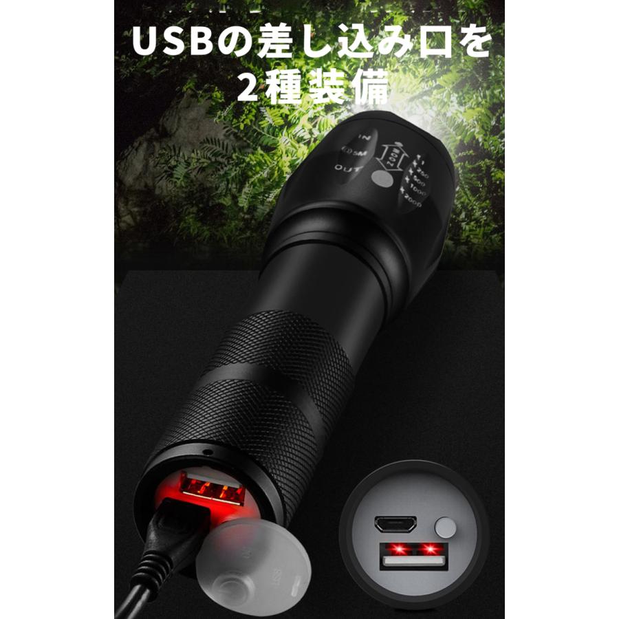 懐中電灯 led 強力 最強 充電式 小型 超高輝度 ledライト 停電 地震対策 アウトドア キャンプ用品 |  | 02
