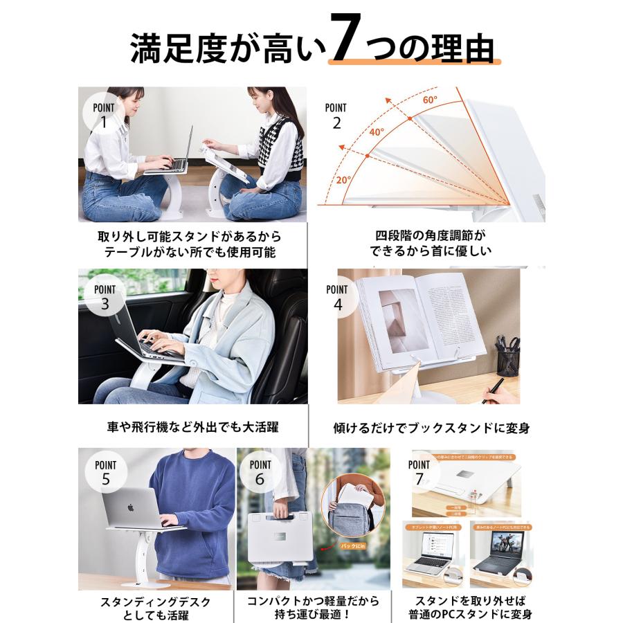 スタンディングデスク 卓上 折りたたみ 高さ ノートパソコンスタンド 16インチ アーム 高さ 調整 タブレット 持ち運び 滑り止め 軽量 |  | 05
