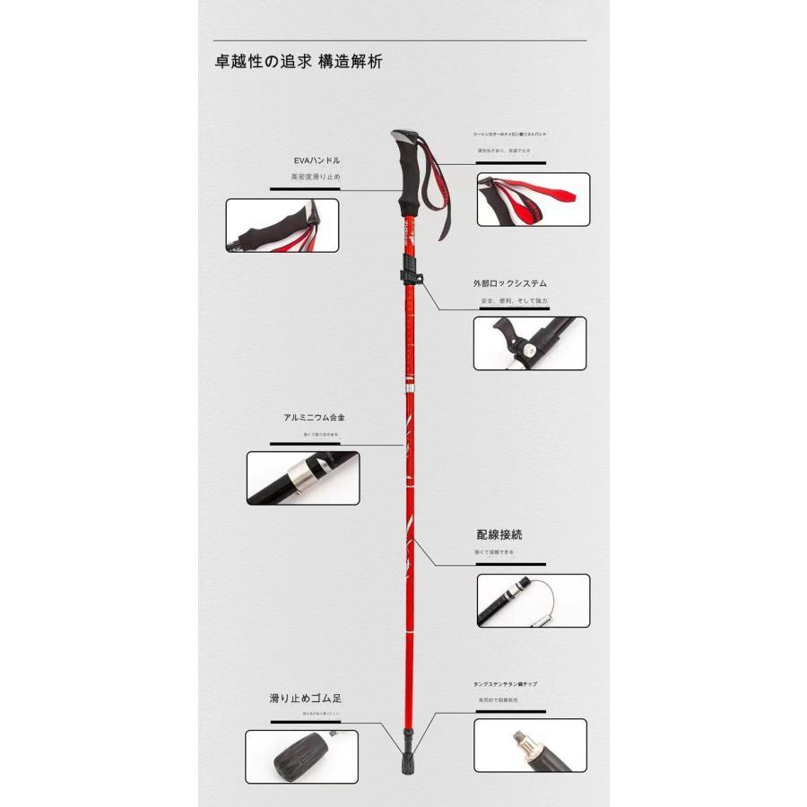 トレッキングポール 折りたたみ式 2本セット カーボン アルミ製 超軽量 キャリーバック付き ノルディックウォーキング アウトドア ハイキング｜vanquish0128｜09