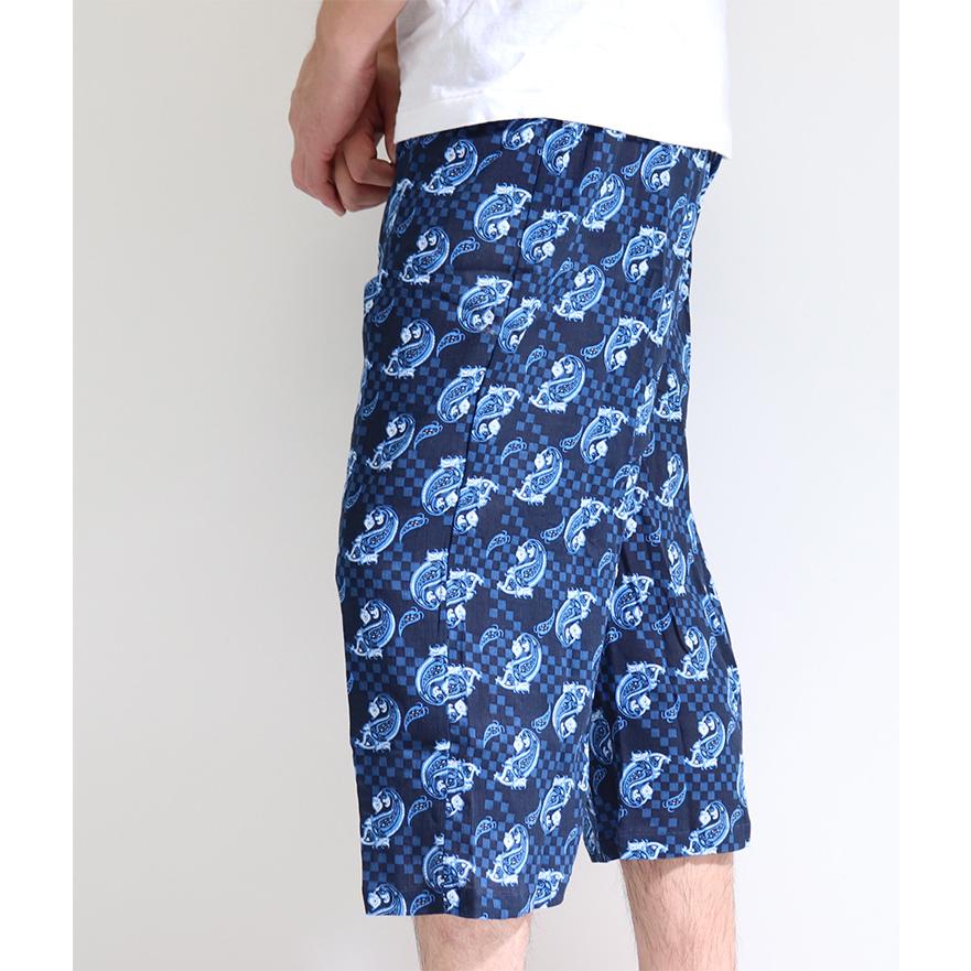 楊柳 クレープ ステテコ メンズ ペイズリー柄 ルームウエア 前あき 綿100％ |  | 03