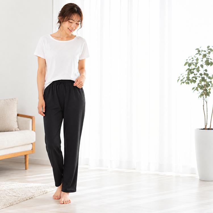 ルームパンツ レディース ロング丈 パジャマ パンツ 綿混 ルームウェア 夏 部屋着 長ズボン リラックスパンツ 薄手 やわらかニット ウエストゴム |  | 03