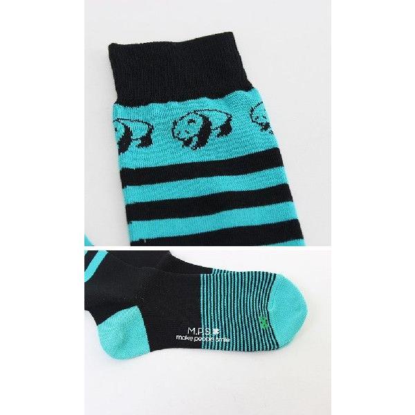 クルー丈ソックス(パンダおしゃれ柄)(ターコイズ)日本製(MPS) |  | 01
