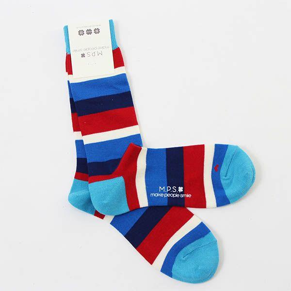 クルー丈ソックス(トリコロールボーダー柄)日本製(MPS) | 