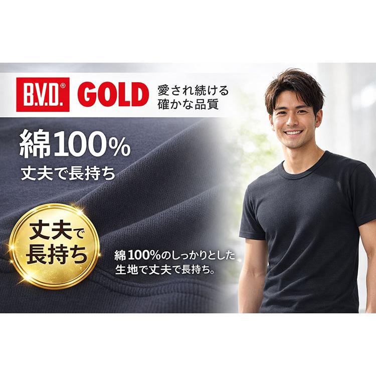 BVD ゴールド 半袖 丸首 Tシャツ 綿100％ メンズ 肌着 下着 大人 綿100 アンダーウエア G013A |  | 03