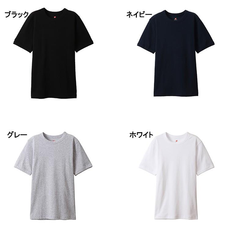 ネイビー 半袖Tシャツ リブ編み Hanes ヘインズ ビーフィー tシャツ 【リブ 編み】半袖 2×2ribbd