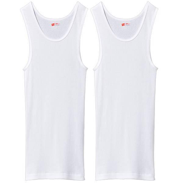 Hanes（ヘインズ） 送料無料 2枚組み 赤ラベルのタンクトップ 綿100 