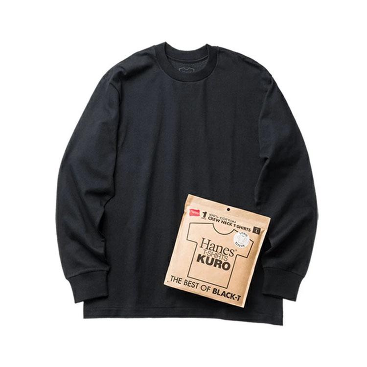 Hanes（ヘインズ） 【即納】ヘインズ tシャツ kuro ロング 長袖 黒