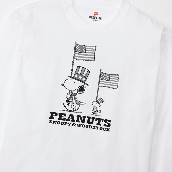 Hanes ヘインズ スヌーピー コラボ ビーフィ tシャツ BEEFY-T PEANUTS Tシャツ 長袖 メンズ 綿100％ スヌーピー キャラクターTシャツ(HM4-E002) | Hanes | 03