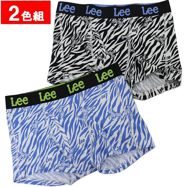 2枚セット Lee リー アニマル柄 ボクサーパンツ メンズ ゼブラ しまうま 前開き 綿 ストレッチ 下着 ボクサー パンツ 前あき かわいい ボクサー ブランド セット | Lee