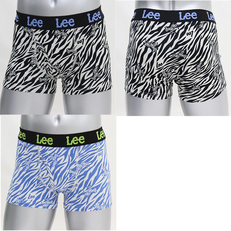 2枚セット Lee リー アニマル柄 ボクサーパンツ メンズ ゼブラ しまうま 前開き 綿 ストレッチ 下着 ボクサー パンツ 前あき かわいい ボクサー ブランド セット | Lee | 01