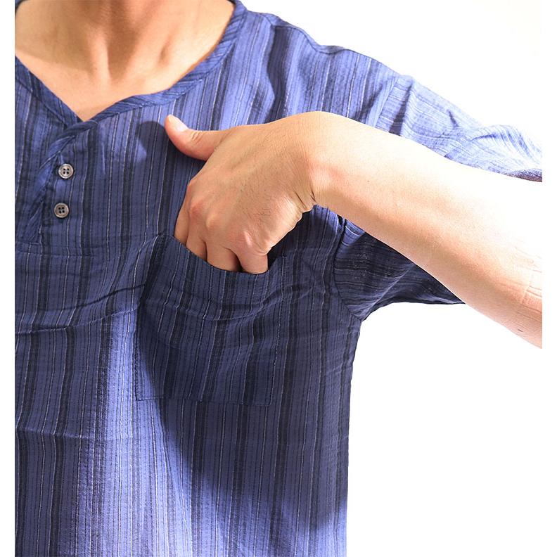 しじら織り ステテコ ルームウエア セット 夏 メンズ 綿100％ 夏 上下セット  14-747 しじら織 |  | 04