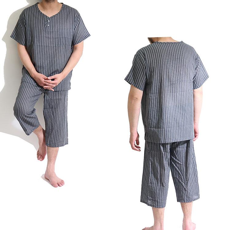 しじら織り ステテコ ルームウエア セット 夏 メンズ 綿100％ 夏 上下セット  14-747 しじら織 |  | 06
