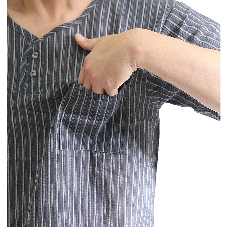 しじら織り ステテコ ルームウエア セット 夏 メンズ 綿100％ 夏 上下セット  14-747 しじら織 |  | 07